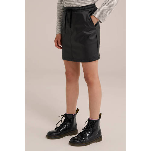WE Fashion imitatieleer; imitatieleren rok zwart Effen 146 152
