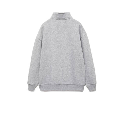 Mango Kids fleecetrui grijs Jongens Katoen Opstaande kraag Printopdruk 152