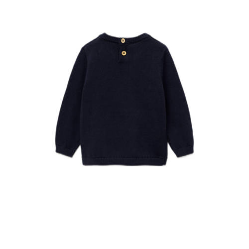 Mango Kids gebreide trui donkerblauw Jongens Katoen Ronde hals Effen 104