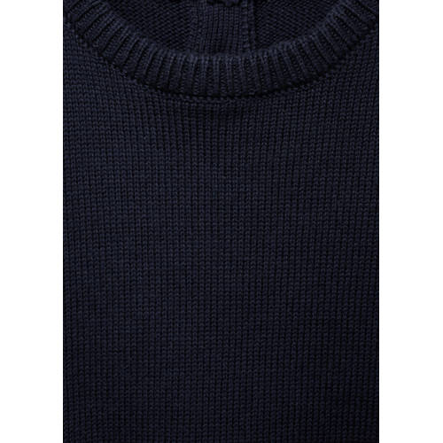Mango Kids gebreide trui donkerblauw Jongens Katoen Ronde hals Effen 104