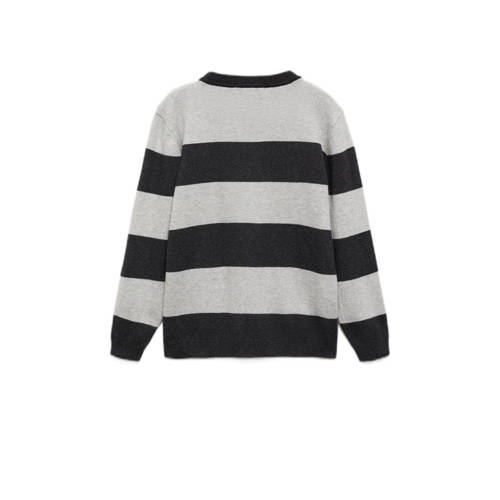 Mango Kids sweater grijs Trui Jongens Katoen Ronde hals Streep 128