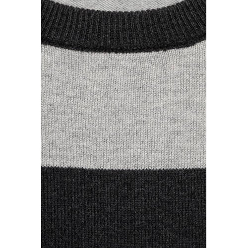 Mango Kids sweater grijs Trui Jongens Katoen Ronde hals Streep 128