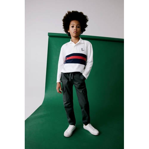 Mango Kids gestreepte polo wit Jongens Katoen Polokraag Streep 152