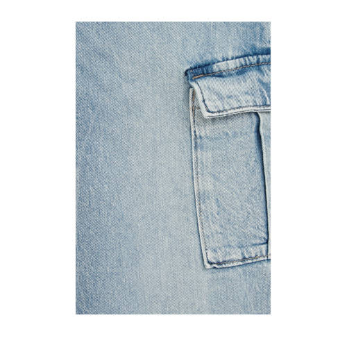 WE Fashion high waist loose fit jeans lichtblauw Meisjes Denim Effen 122