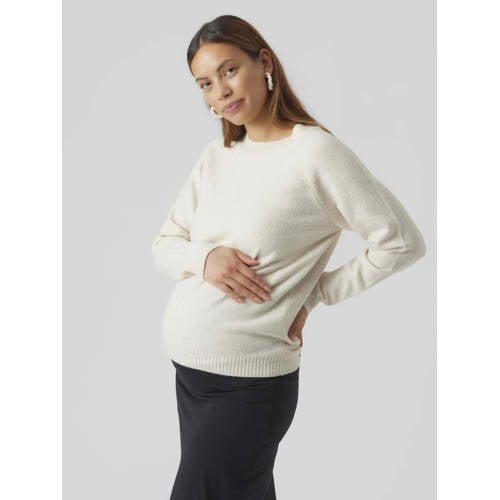 VERO MODA MATERNITY gebreide trui ecru Dames Polyester Ronde hals Effen L