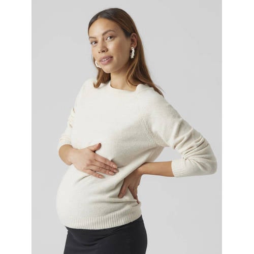 VERO MODA MATERNITY gebreide trui ecru Dames Polyester Ronde hals Effen L