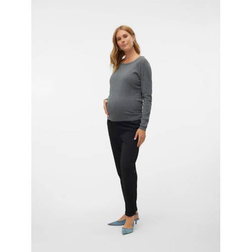 VERO MODA MATERNITY gebreide trui grijs Dames Katoen Ronde hals Effen XXL