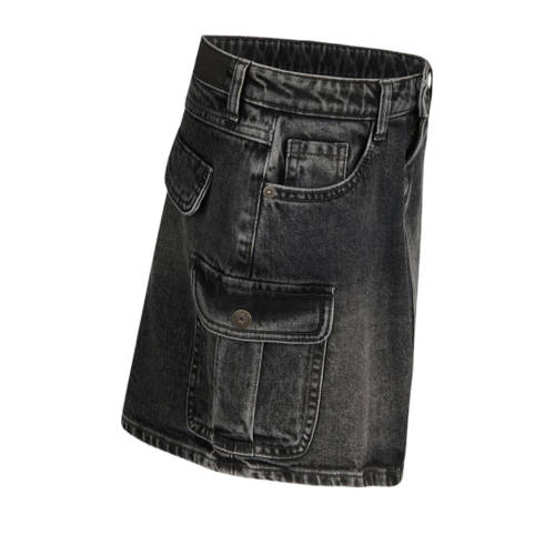 Shoeby denim; spijkerrok black denim Zwart Effen 134 140