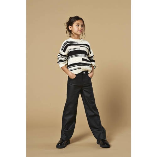 Only KIDS GIRL coated flared broek KOGJUICY zwart Meisjes Viscose Effen 134