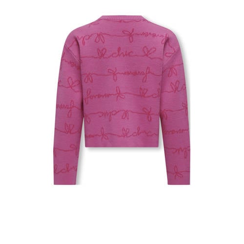 Only KIDS GIRL sweater roze Trui Meisjes Viscose Ronde hals All over print 146 152