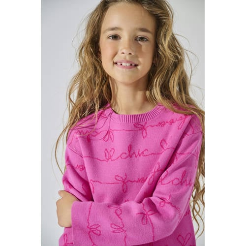 Only KIDS GIRL sweater roze Trui Meisjes Viscose Ronde hals All over print 146 152