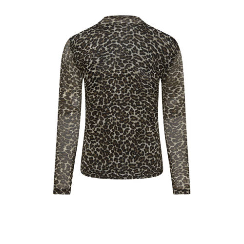Only KIDS GIRL longsleeve met panterprint grijs beige Meisjes Polyester Ronde hals 158 164