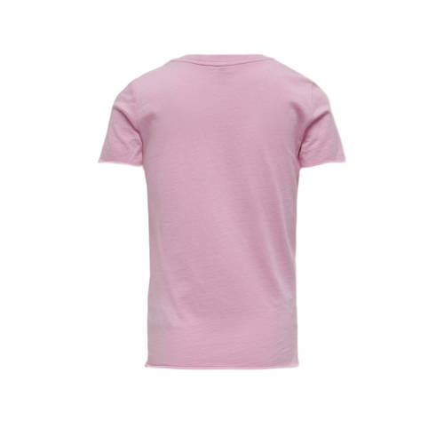 Only KIDS GIRL T-shirt met printopdruk lichtroze multicolor Meisjes Katoen Ronde hals 146 152