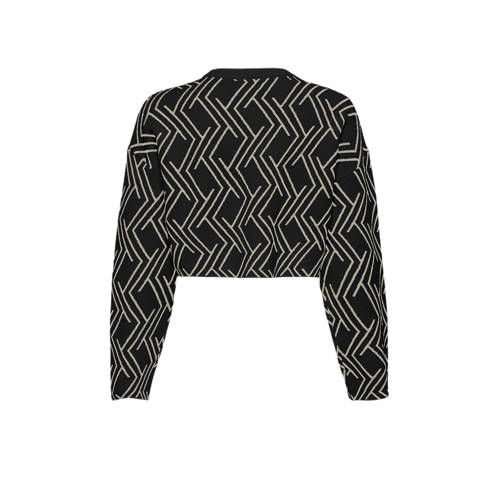Only KIDS GIRL cropped trui zwart Meisjes Viscose Ronde hals All over print 134 140