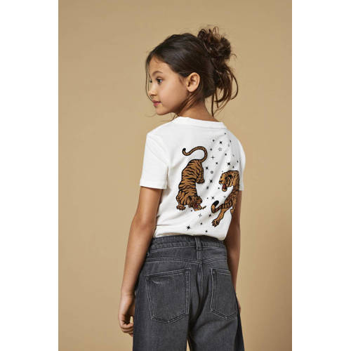 Only KIDS GIRL T-shirt met backprint wit Meisjes Katoen Ronde hals Backprint 110 116