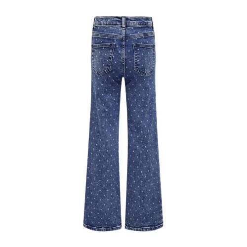 Only KIDS GIRL high waist wide leg jeans met stippen medium blue denim Blauw Meisjes Stretchdenim 128