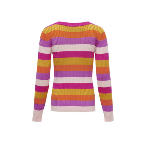 Only KIDS GIRL gebreide trui multi Meisjes Viscose Ronde hals Streep 158 164