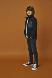 thumbnail: Black denim jongens KIDS ONLY BOY tapered fit jeans van stretchdenim met effen