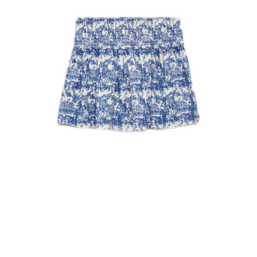 Mango Kids korte rok blauw Meisjes Katoen All over print 152