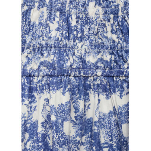 Mango Kids top met all over print blauw Meisjes Katoen Ronde hals All over print 116