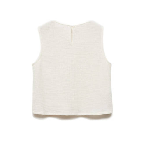 Mango Kids top lichtbeige Meisjes Katoen Ronde hals Effen 128