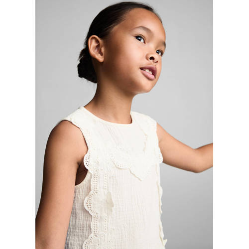 Mango Kids top lichtbeige Meisjes Katoen Ronde hals Effen 128