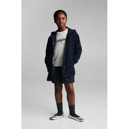 Mango Kids jas donkerblauw Meisjes Polyamide Capuchon Effen 116