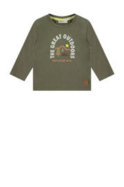 thumbnail: Olijfgroene jongens Babyface baby longsleeve van stretchkatoen met printopdruk, lange mouwen en ronde hals
