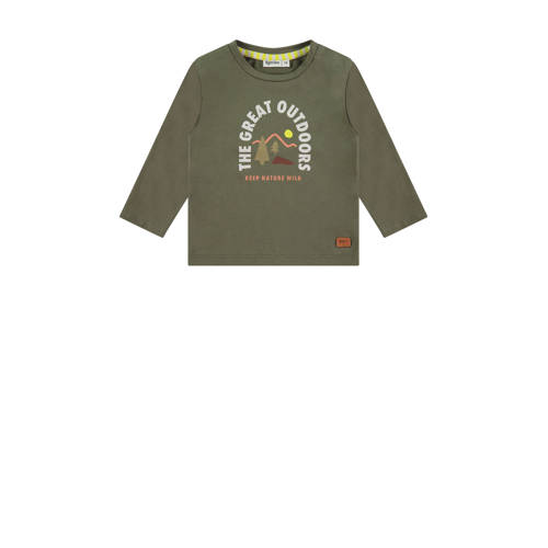 Babyface baby longsleeve met printopdruk olijfgroen Jongens Stretchkatoen Ronde hals