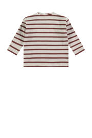 thumbnail: Bruin, ecru en lichtbruine jongens Babyface baby gestreepte longsleeve van stretchkatoen met lange mouwen en ronde hals