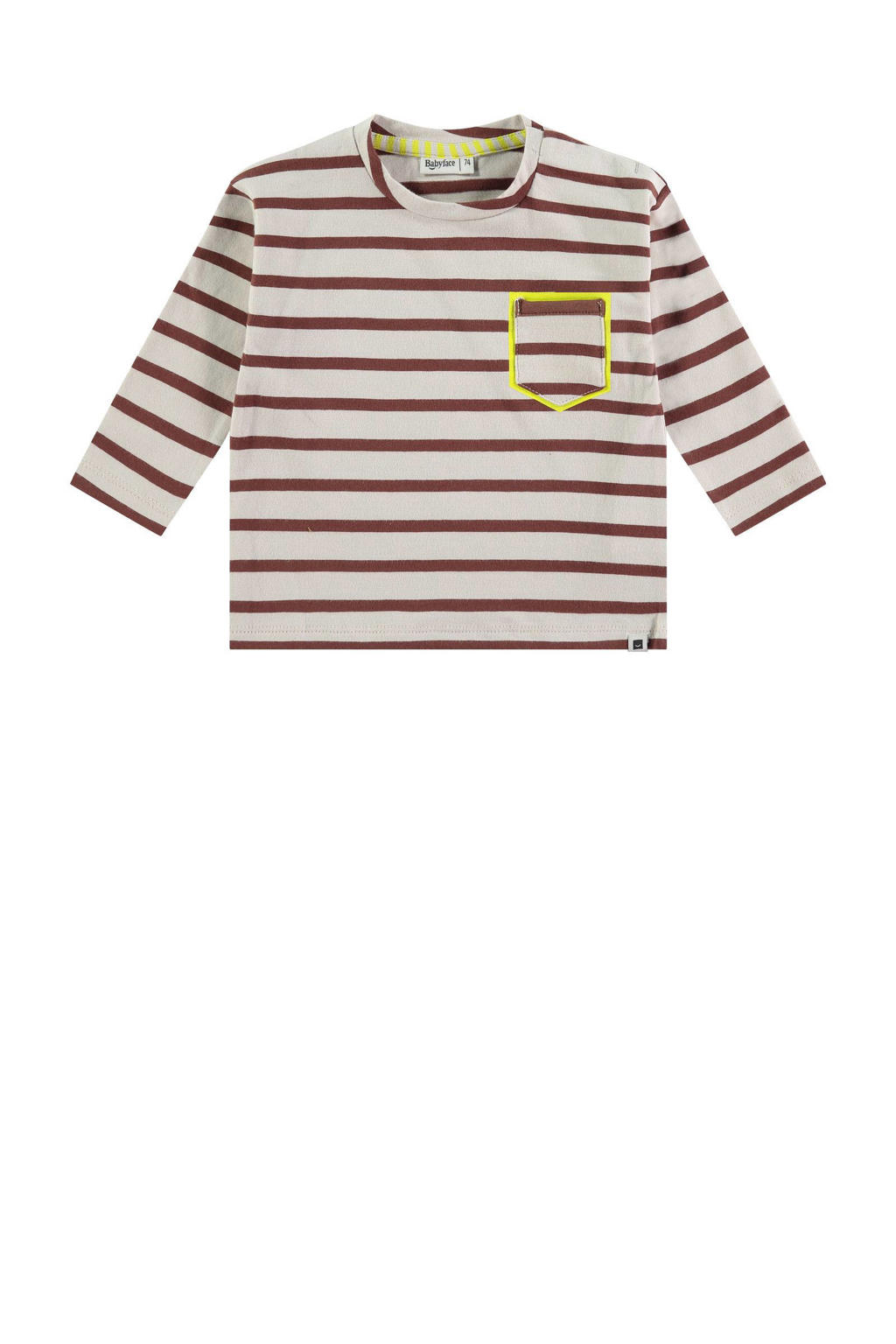 Bruin, ecru en lichtbruine jongens Babyface baby gestreepte longsleeve van stretchkatoen met lange mouwen en ronde hals