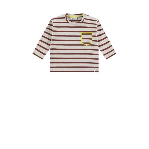 Babyface baby gestreepte longsleeve ecru/lichtbruin Jongens Stretchkatoen Ronde hals
