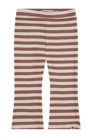 baby gestreepte flared broek ecru/bruin