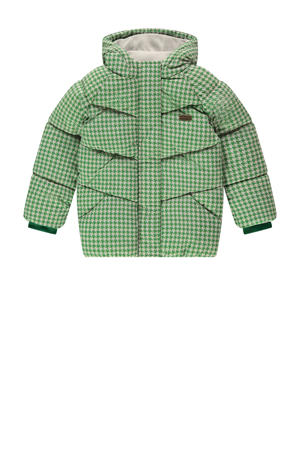 geruite gewatteerde winterjas groen/wit