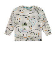 thumbnail: Ecru, groen en blauwe jongens Stains&Stories longsleeve van katoen met lange mouwen en ronde hals