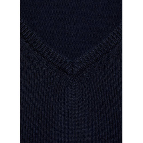 Mango Kids pullover donkerblauw Trui Meisjes Katoen V-hals Effen 140