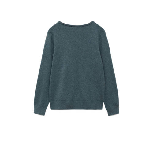 Mango Kids pullover groen Trui Meisjes Katoen V-hals Effen 164