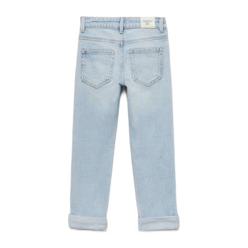 Mango Kids straight fit jeans changeant blauw Jongens Denim Effen 116