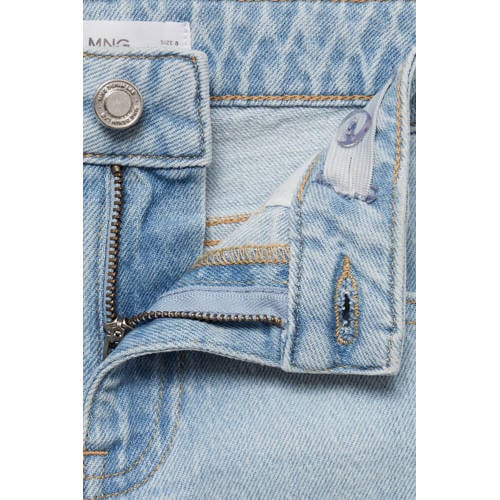 Mango Kids straight fit jeans changeant blauw Jongens Denim Effen 116