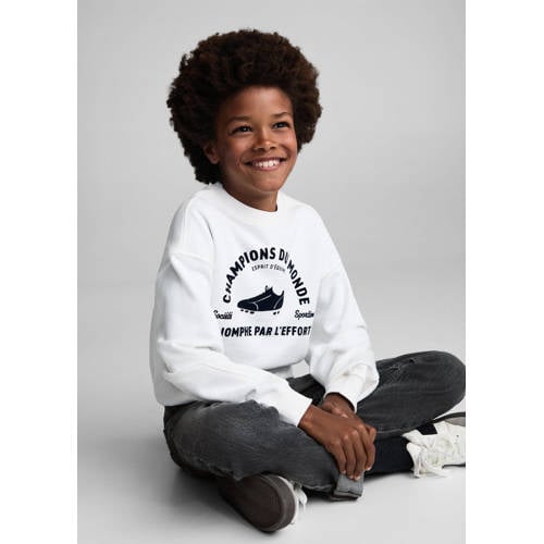 Mango Kids straight fit jeans changeant grijs Jongens Denim Effen 140