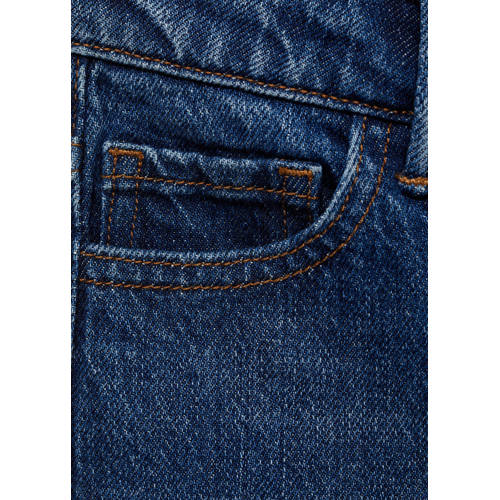 Mango Kids straight fit jeans changeant blauw Jongens Denim Effen 164