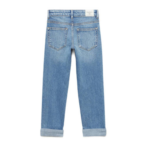Mango Kids straight fit jeans changeant blauw Jongens Denim Effen 164