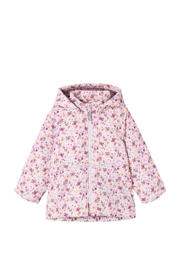 thumbnail: Roze, rood en paarse meisjes NAME IT MINI gebloemde winterjas van polyester met lange mouwen, capuchon en geribde boorden