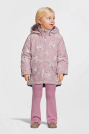 thumbnail: Roze en ecru meisjes NAME IT MINI winterjas mauve unicorn van polyester met lange mouwen, capuchon en geribde boorden