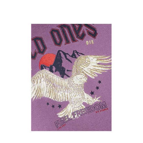 name it KIDS sweater met printopdruk lichtpaars Printopdruk 122 128