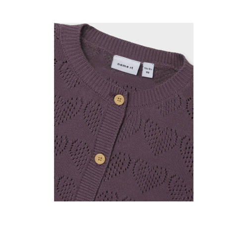 name it MINI vest NMFPDESOLLE aubergine Paars Meisjes Katoen Ronde hals 104