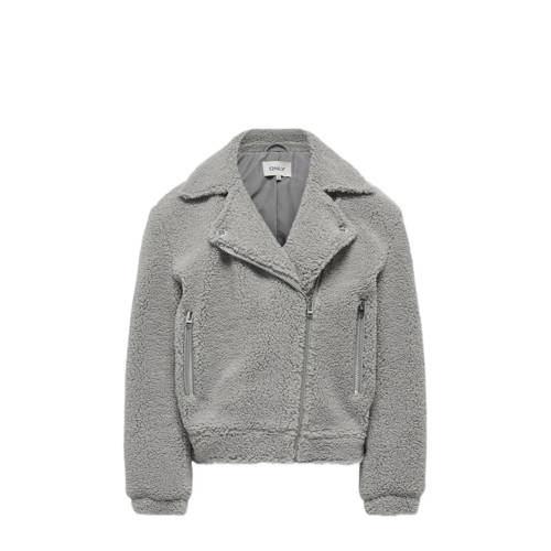 KIDS ONLY GIRL teddy jas grijs Effen - maat 158 | Jas van ONLY afbeelding