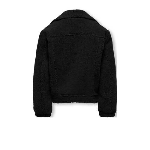 Only KIDS GIRL teddy jas zwart Effen 134 | Jas van