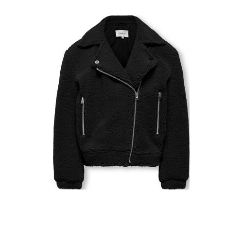 KIDS ONLY GIRL teddy jas zwart Effen - maat 158 | Jas van ONLY afbeelding