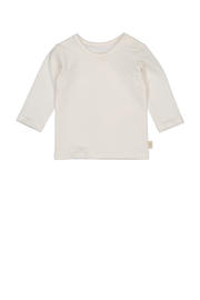 thumbnail: Wit en beige jongens LEVV baby longsleeve van stretchkatoen met lange mouwen, ronde hals en drukknoopsluiting